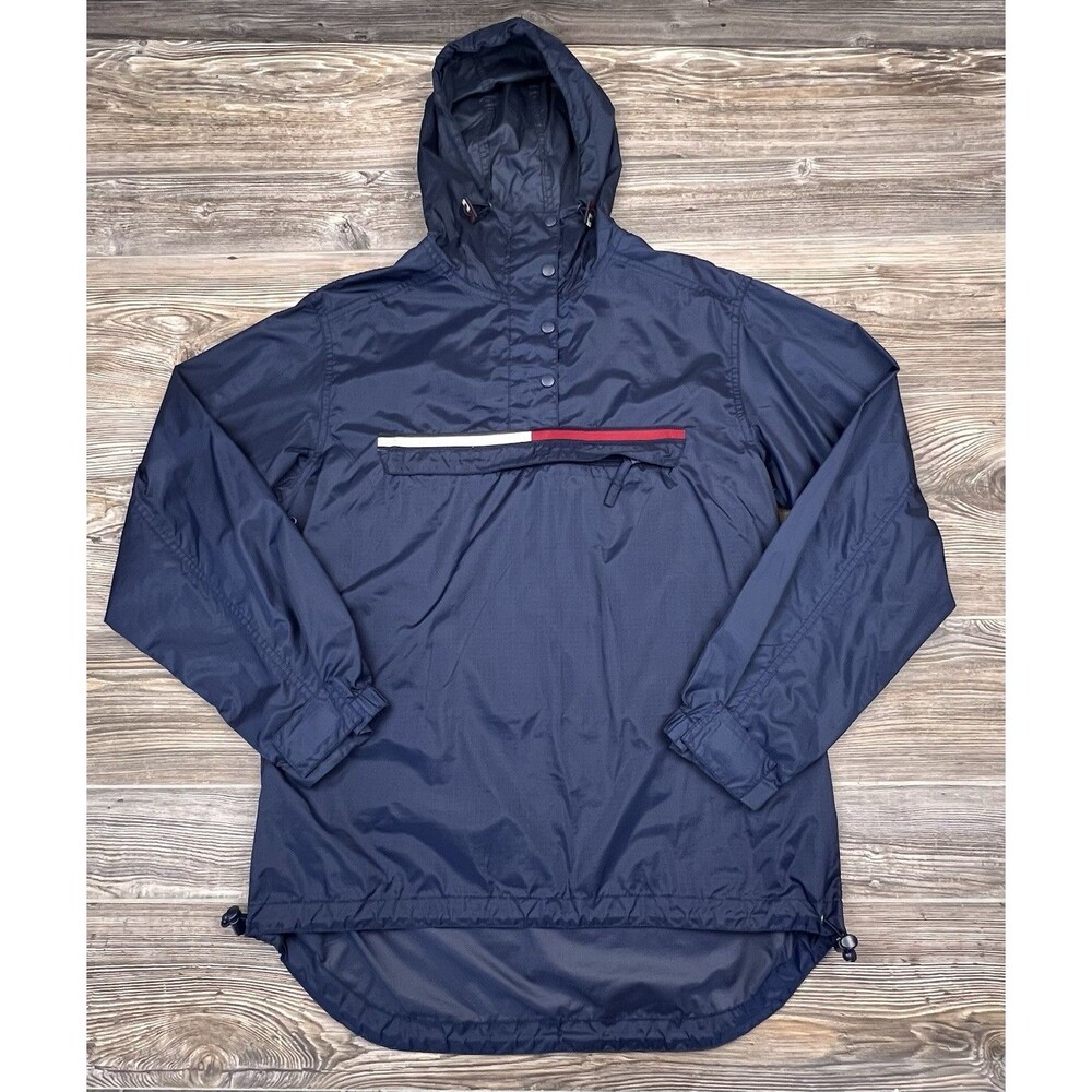 Vintage Tommy‎ Hilfiger Nylon Jacket 1/4 Zip Pullover Hooded Windbreaker Mens M